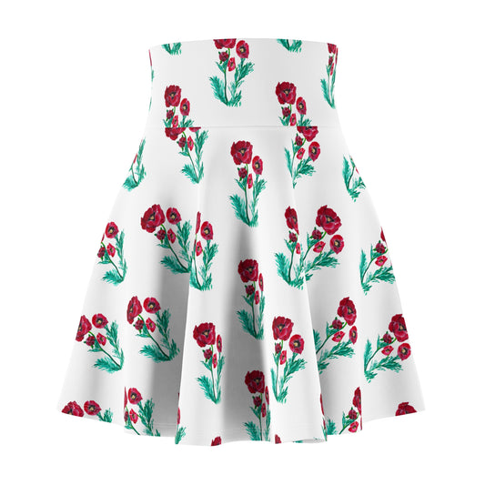 Red Poppy Floral Skater Skirt | Colorful Poppy Art by Jill Renee