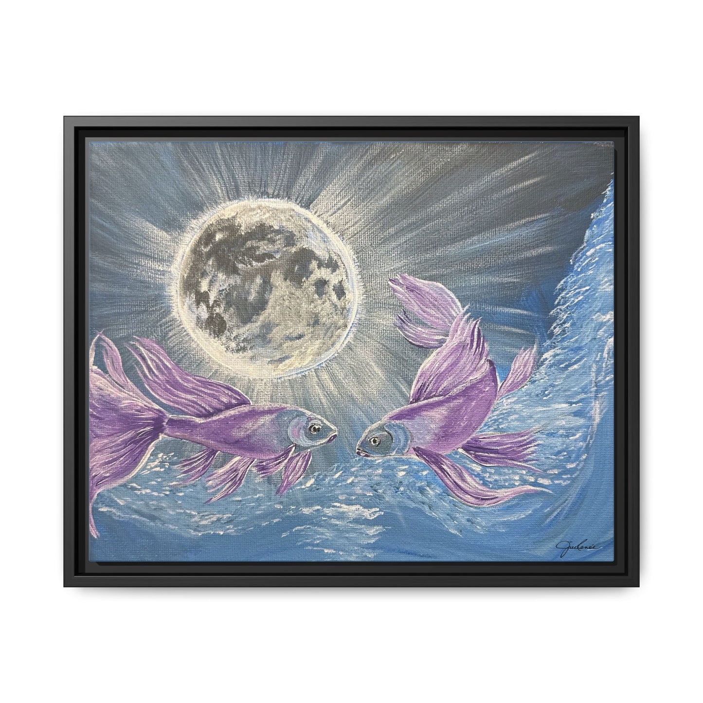 'Moonlit Pisces' Framed Canvas Print