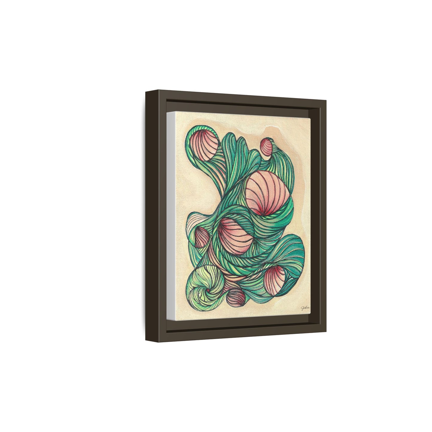 Abstract Organic Swirls Matte Canvas Framed | Botanical Line Art Wall Decor