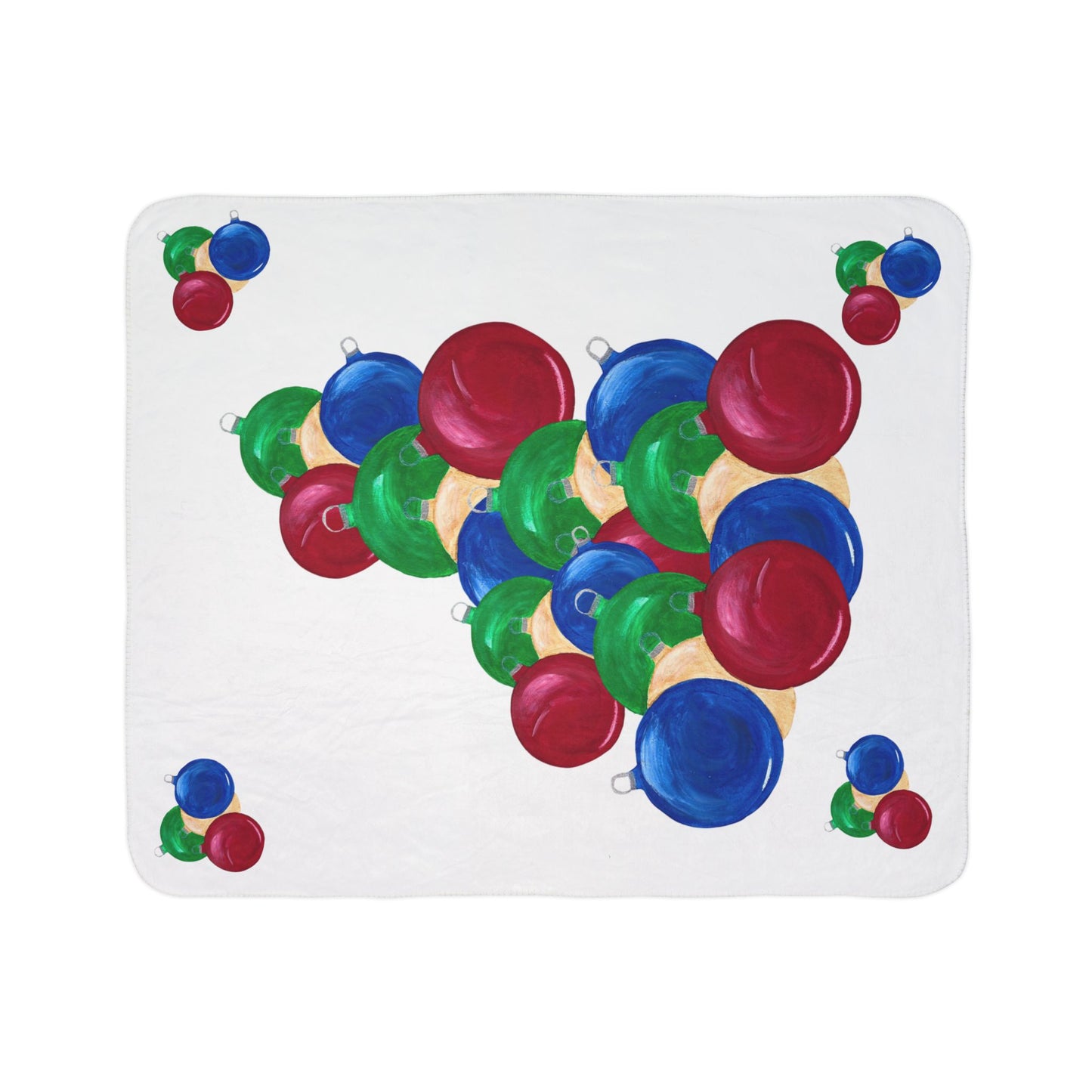 Cozy Holiday Fleece Sherpa Blanket, Festive Throw for Christmas, Ornaments Design, Perfect Gift for Winter, Holiday Decor, Snuggle Up