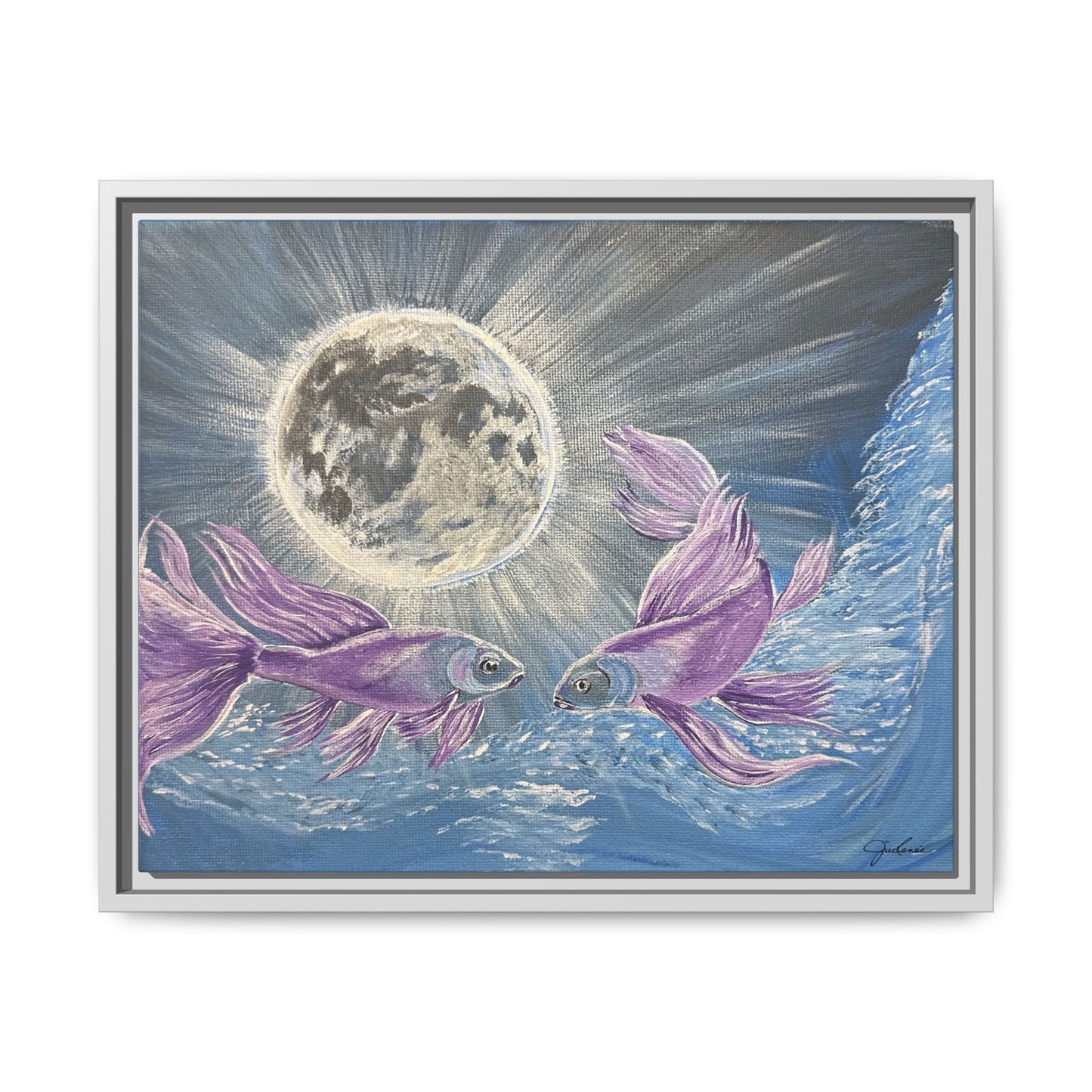 'Moonlit Pisces' Framed Canvas Print