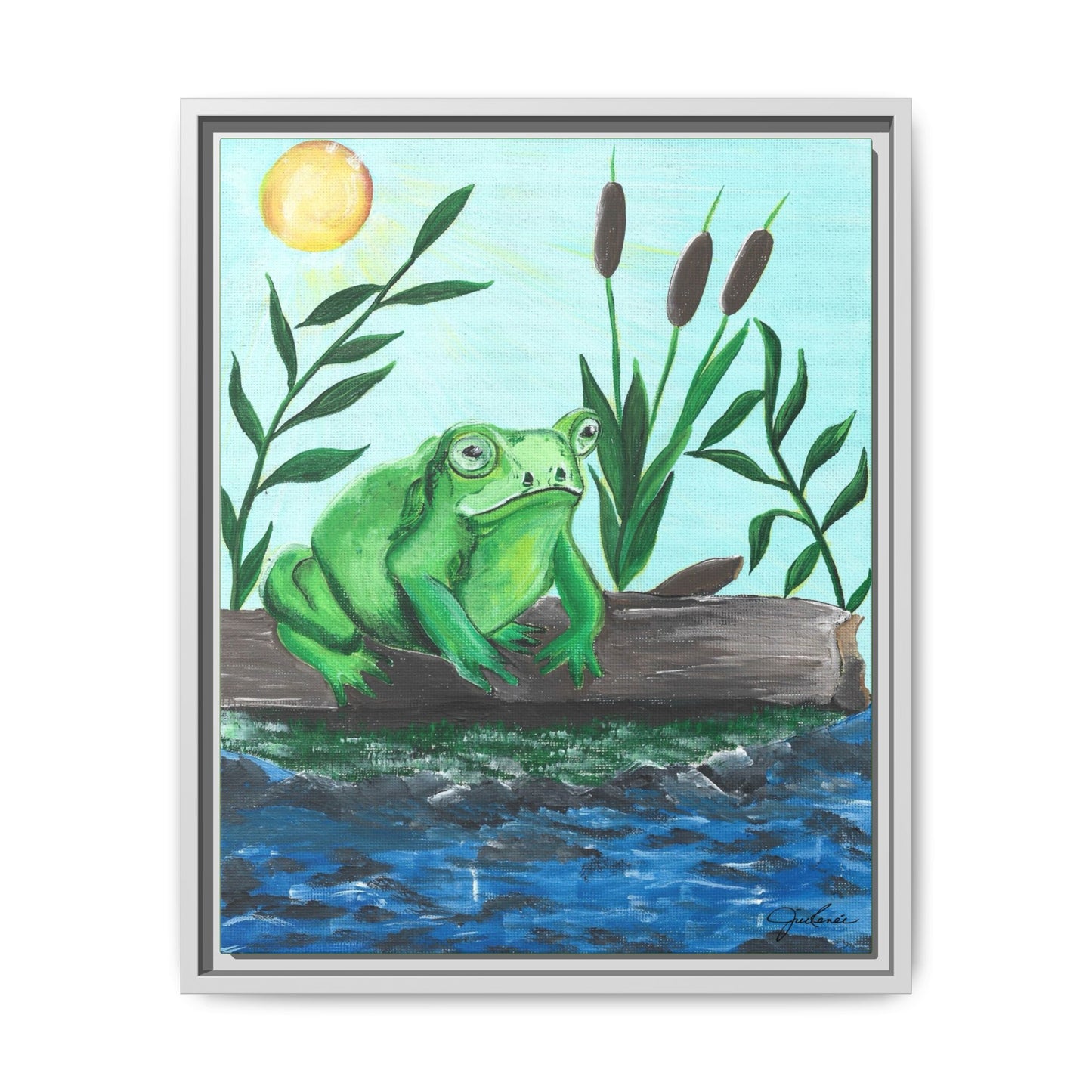 Canvas Print - Froggy! Waiting on Log
