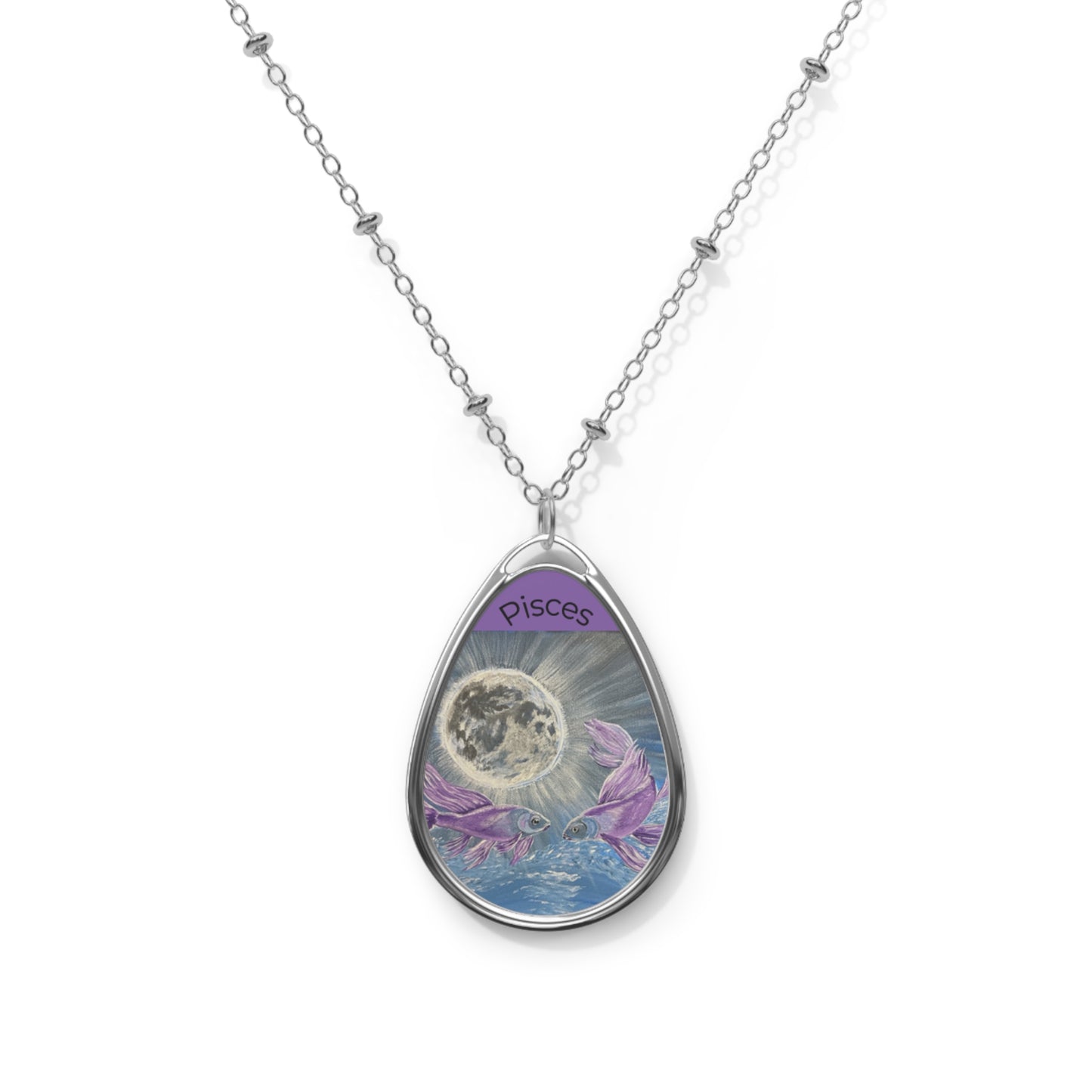 Oval Necklace, Pisces Astrological Pendant, Nature Lover Gift, Everyday Elegance, Minimalist Design, Chic Treasure