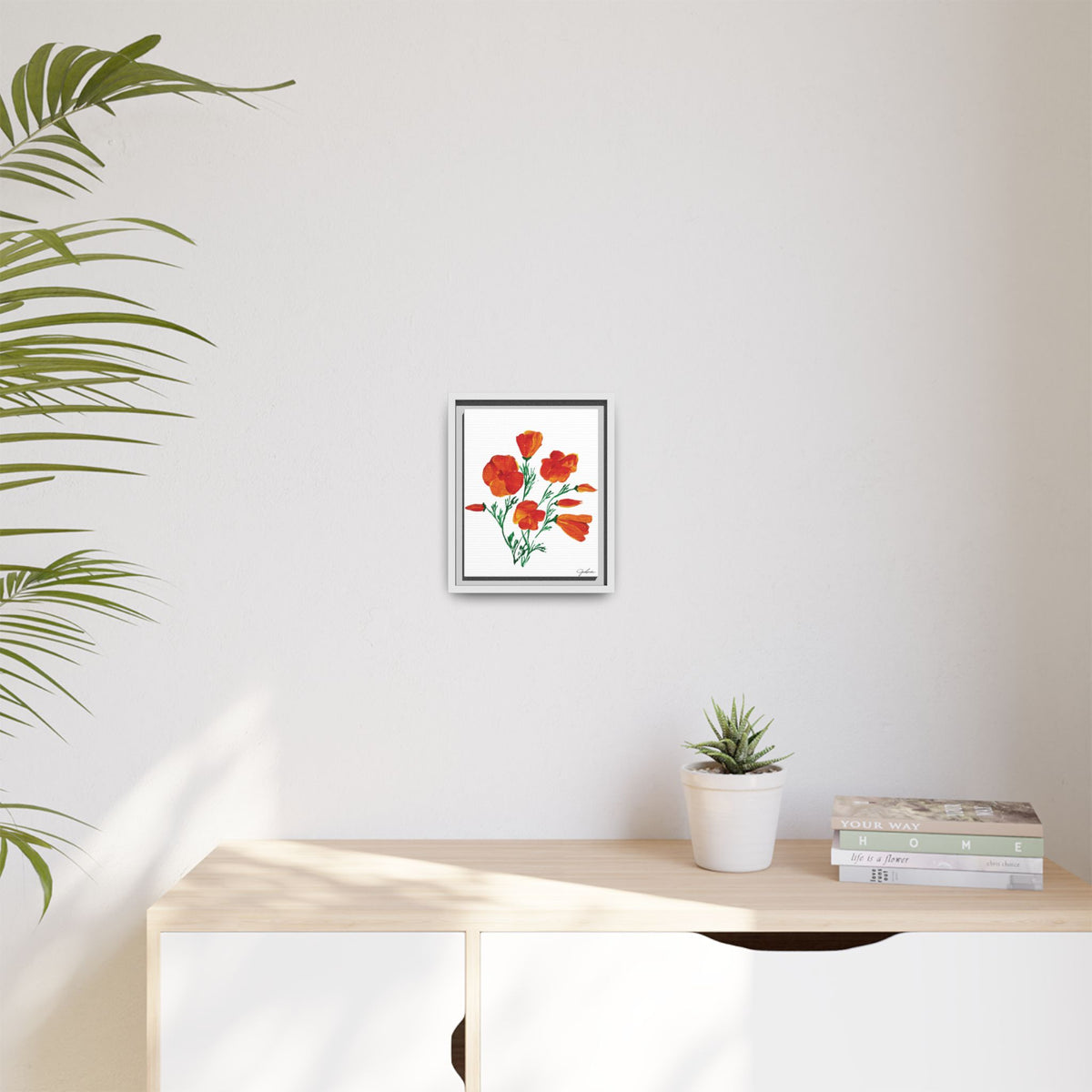 Framed Canvas Print, California Poppies - Print Wall Art - Home Decor, Matte Canvas, Multi-color Floral Artwork, Botanical Picture Gift