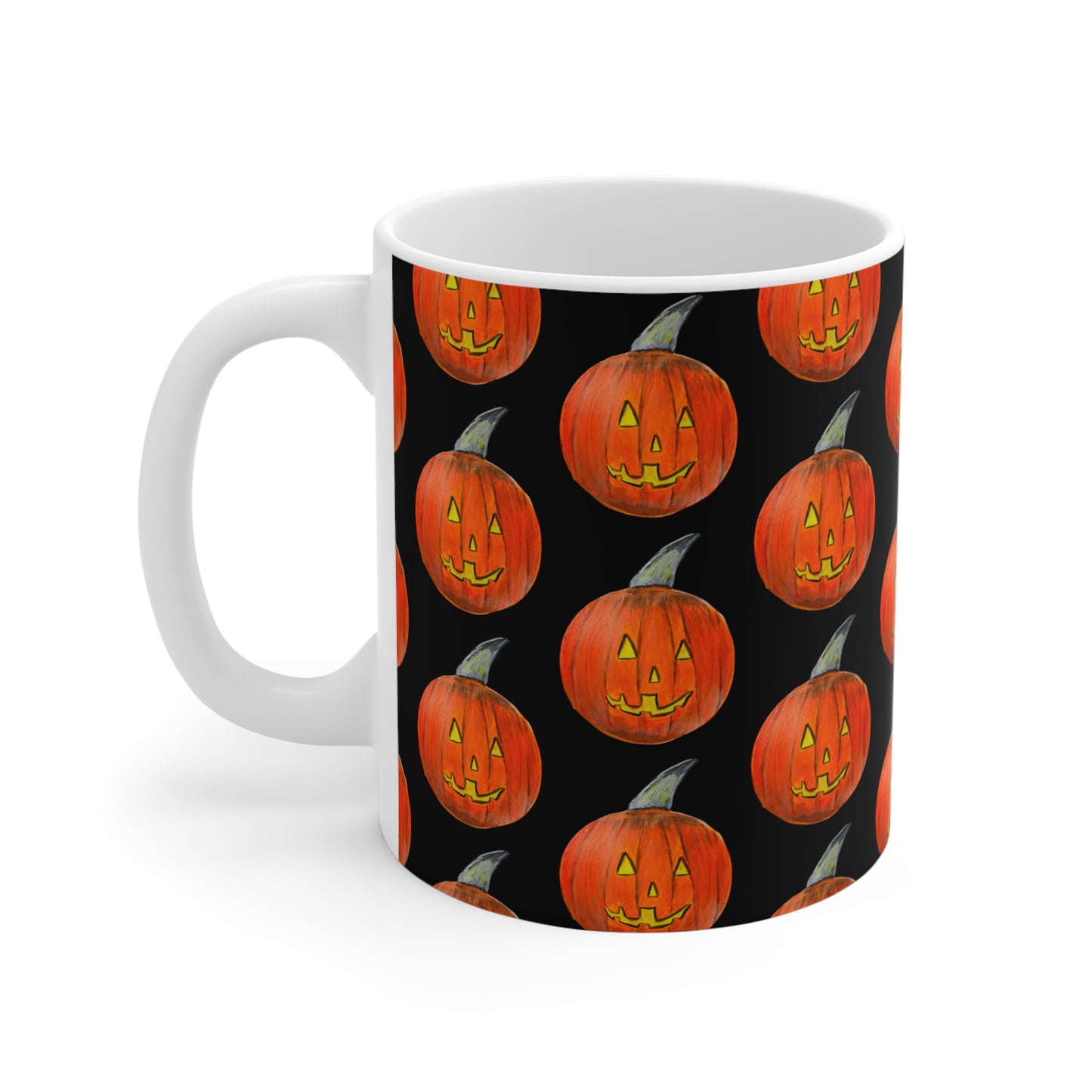 Halloween Mug, Spooky Drink Cup, Fall Day Hot Beverage, Glossy Jack-o'lantern Kitchen Decor, Halloween Holiday Gift