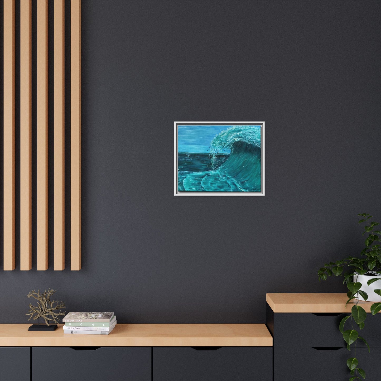 Colorful Wave at Sea Framed Canvas Print | Matte Canvas Artwork