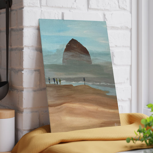 Coastal Glass Cutting Board, Beach Kitchen Decor, Foggy Morning Sea, Coastal Home Gift, Haystack Rock Cutting Board