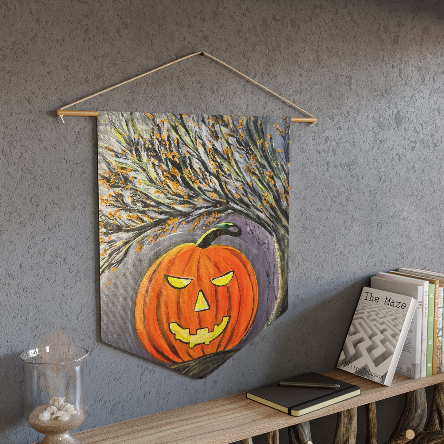 Jack-o'-Lantern Pumpkin Pennant | Halloween Décor, Spooky Tree Illustration