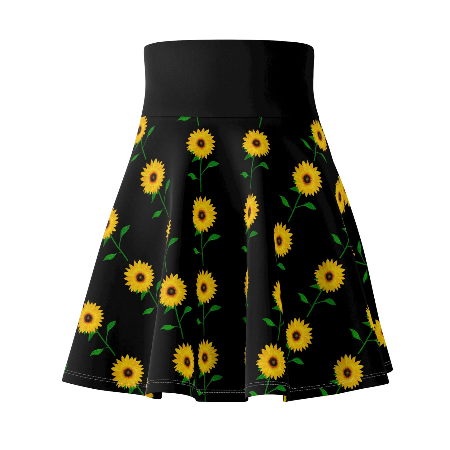 Sunflower Pattern Women's Skater Skirt, Cute Summer Skirt, Floral AOP Skirt, Trendy Fashion Skirt, Casual Skirt for Women