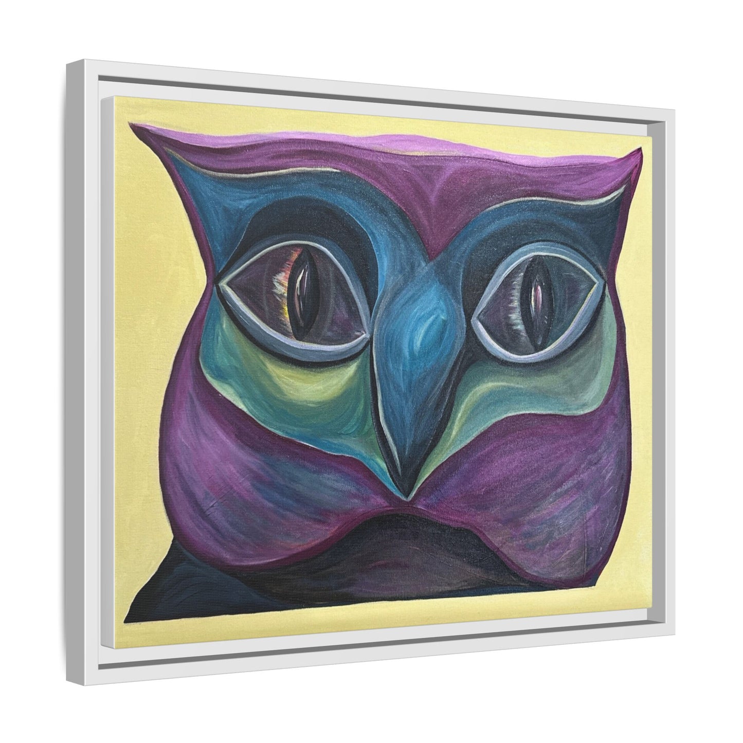 Abstract Colorful Owl Painting Matte Canvas, Framed | Modern Wall Art