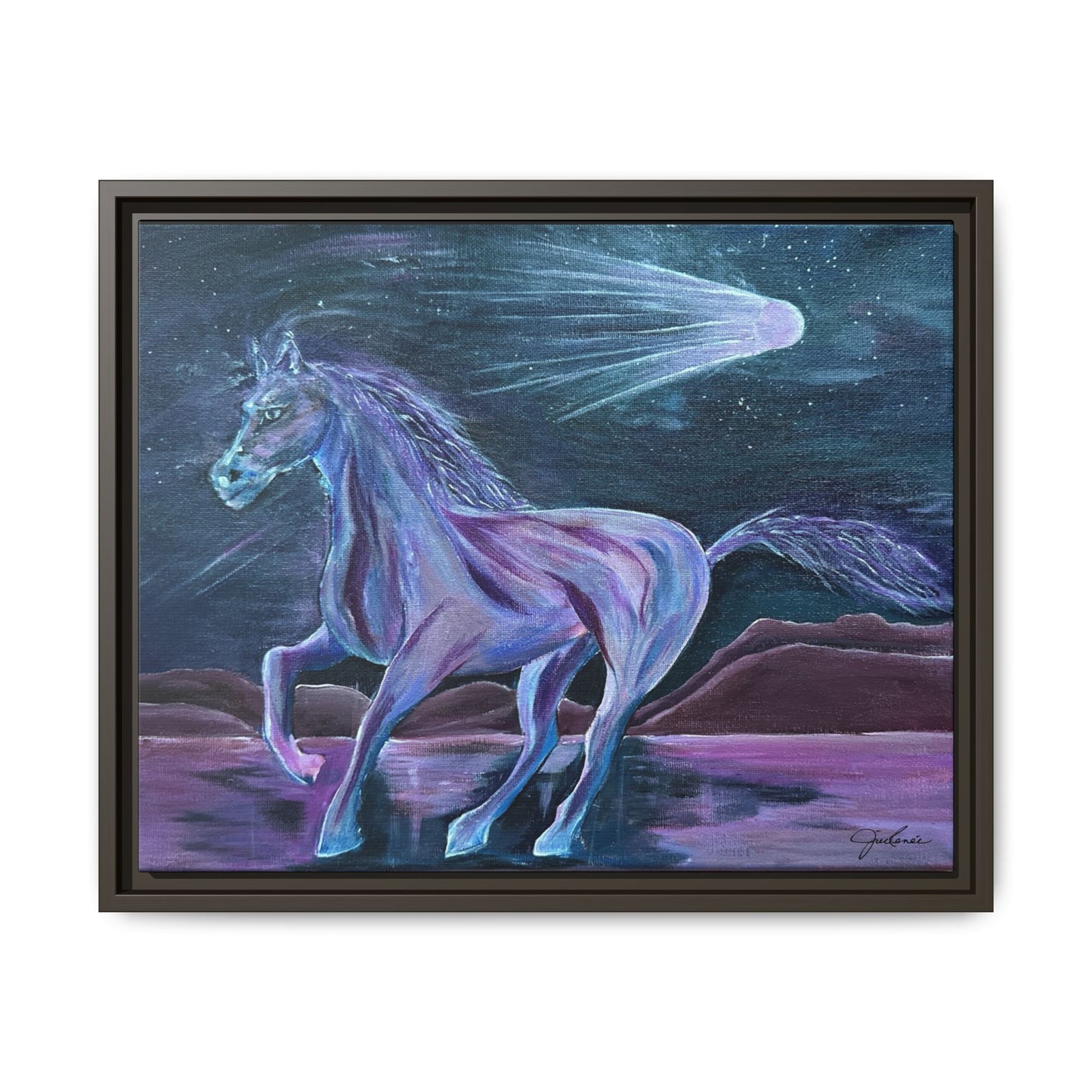 Canvas Print, Purple Horse and Comet, I Want To See You Glow, Framed Wall Art, Ethereal Art, Acrylic Art, Matte Canvas Print, Multi-color,