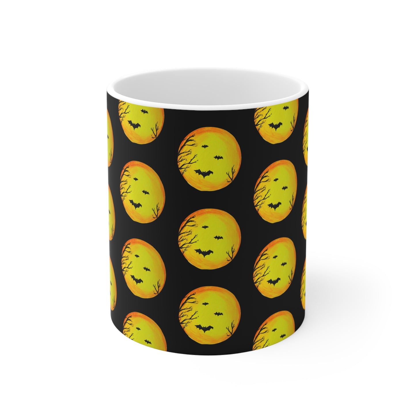 Spooky Moon Halloween Mug, Halloween Hot Beverage Cup, Fall Day Gift, Kitchen Decor, Spooky Glossy Drinkware, Halloween Holiday Mug,