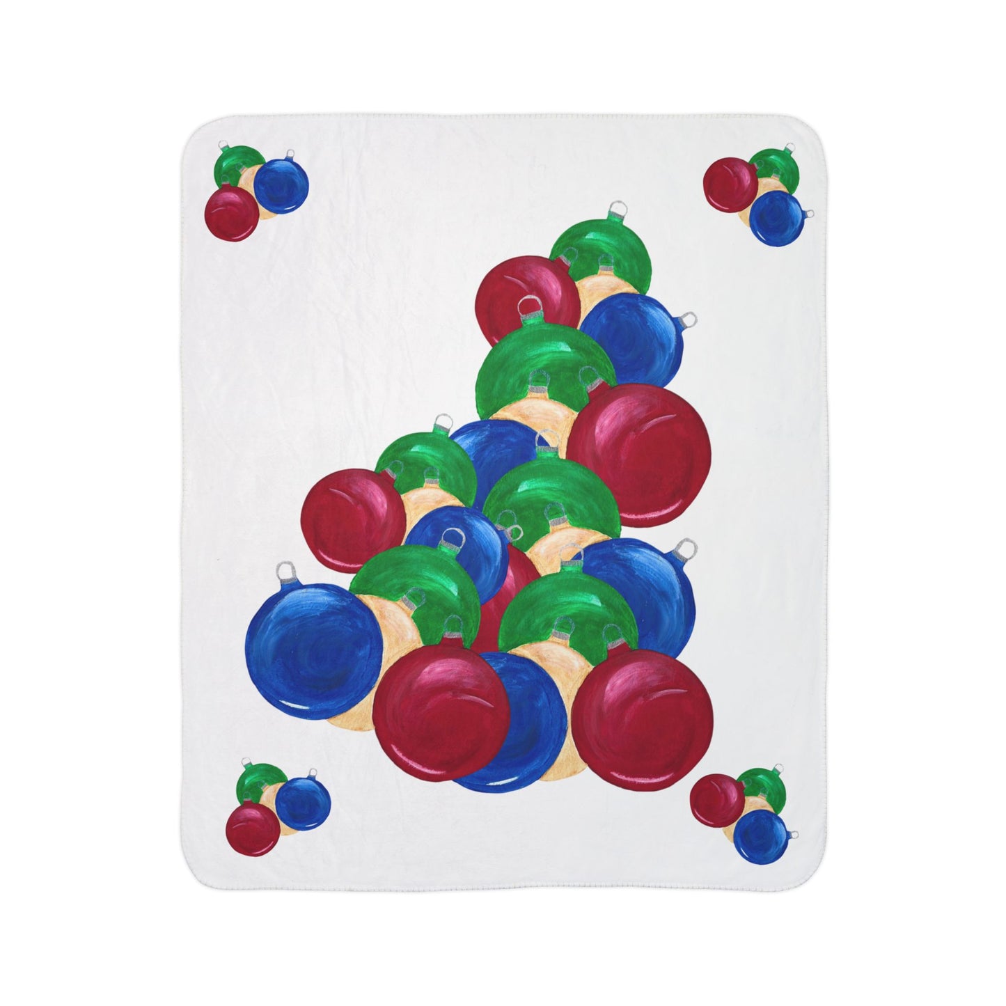 Cozy Holiday Fleece Sherpa Blanket, Festive Throw for Christmas, Ornaments Design, Perfect Gift for Winter, Holiday Decor, Snuggle Up