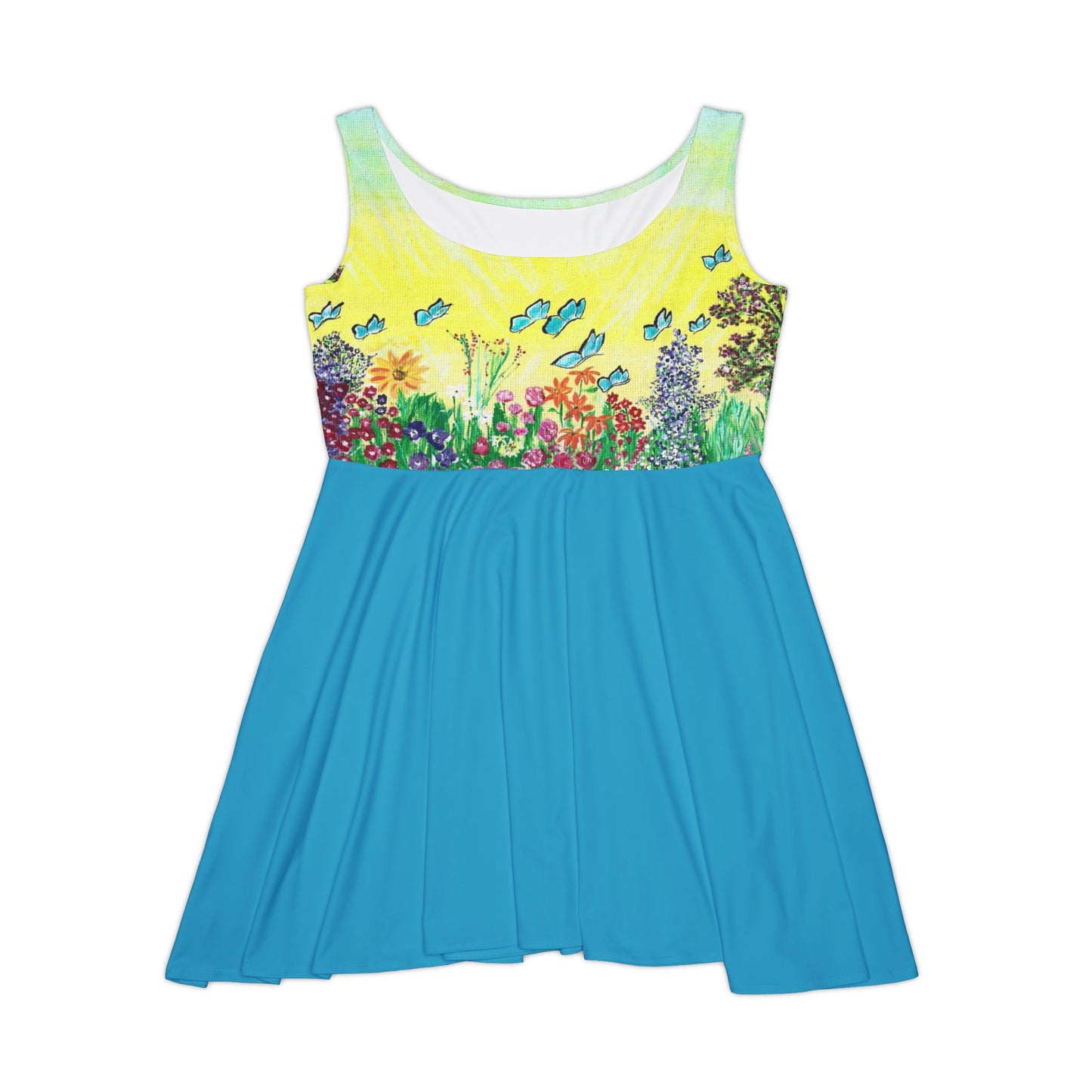 Sunny Day Wildflower Meadow Skater Dress | Floral Butterfly Print
