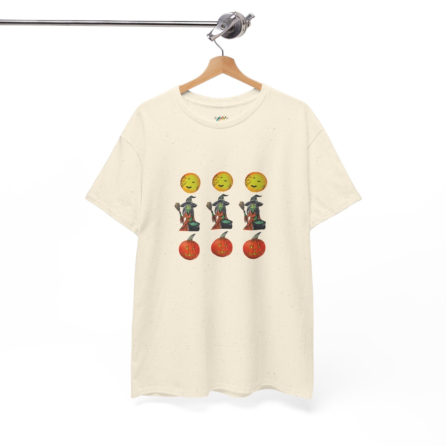 Halloween Tee - Moons, witches, and jacko'lanterns - Unisex Heavy Cotton