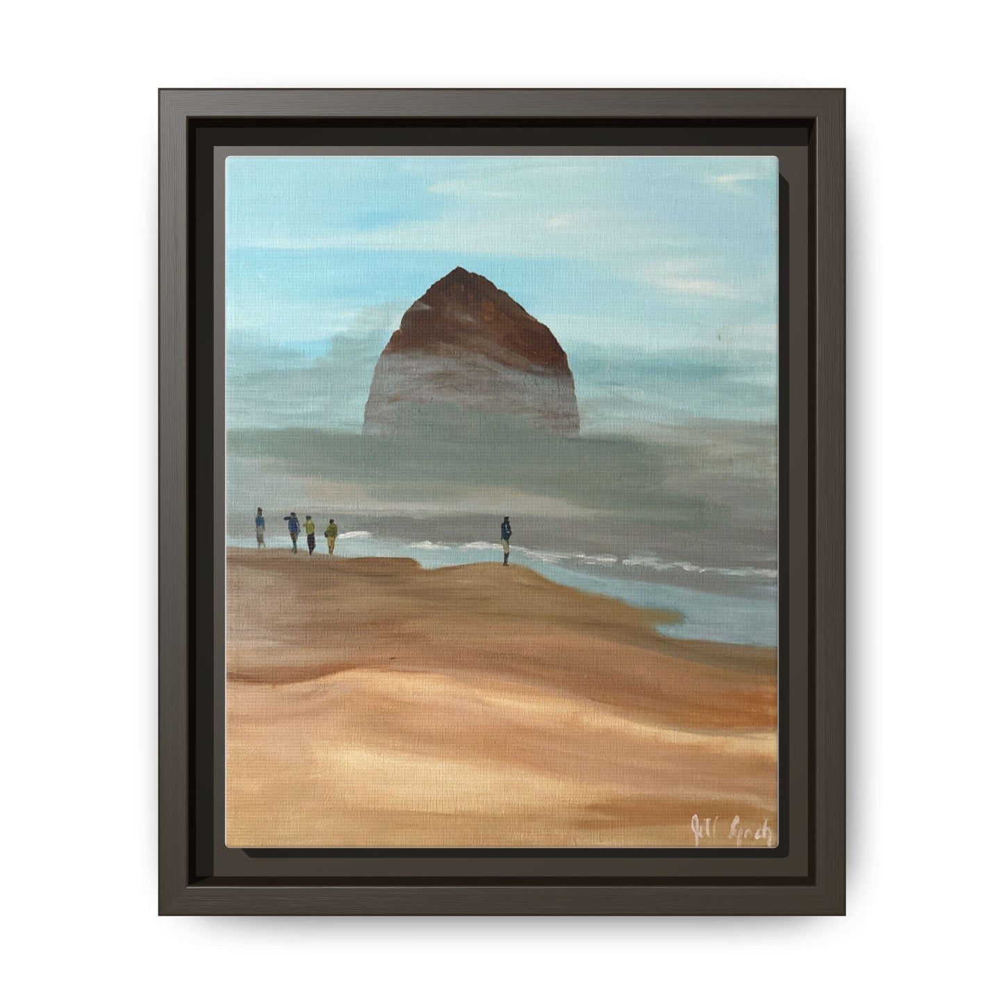 Fog Burning Off Haystack RockCanvas Print, Coastal Seascape Artwork, Pacific Northwest Wall Decor,, Haystack Rock Fog Art
