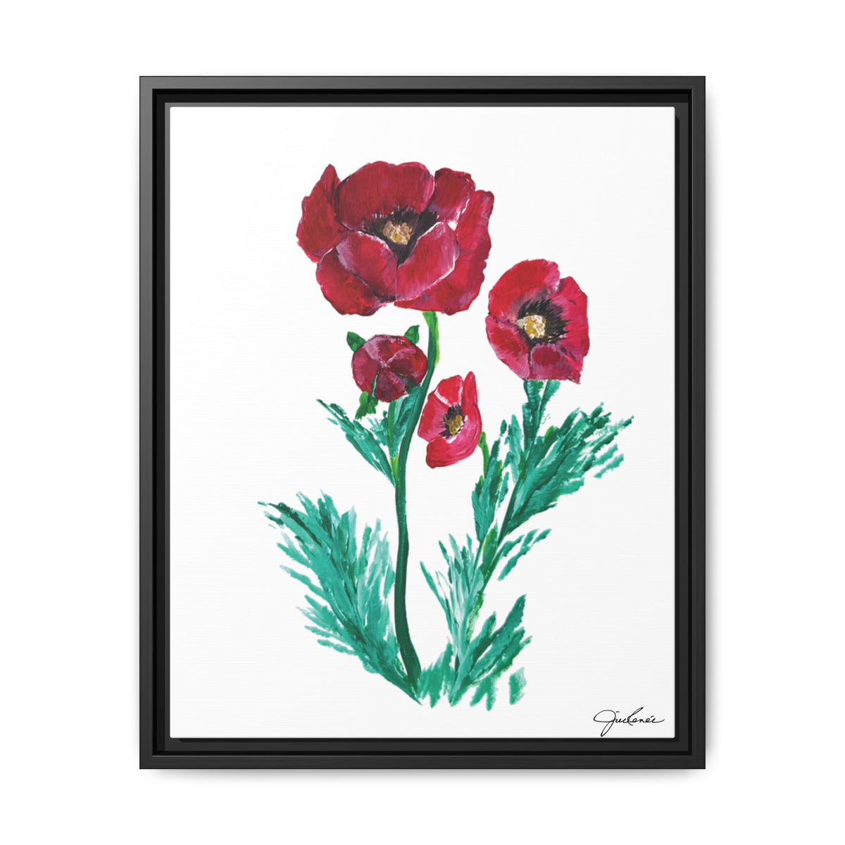 Canvas Print, Poppies - Framed Wall Art, Matte Canvas Decor, Multi-color Poppies Artwork, Floral Home Decor, Botanical Wall Hanging, Gift