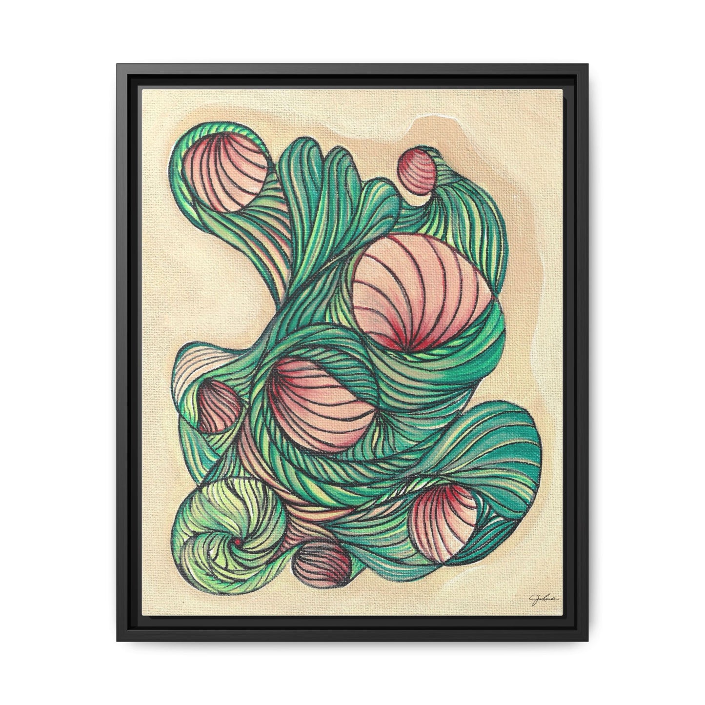 Abstract Organic Swirls Matte Canvas Framed | Botanical Line Art Wall Decor