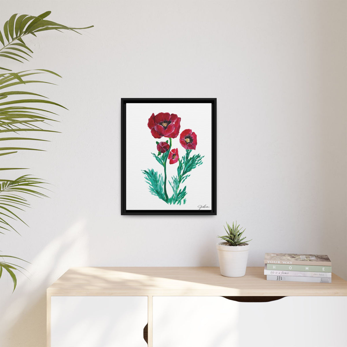 Canvas Print, Poppies - Framed Wall Art, Matte Canvas Decor, Multi-color Poppies Artwork, Floral Home Decor, Botanical Wall Hanging, Gift