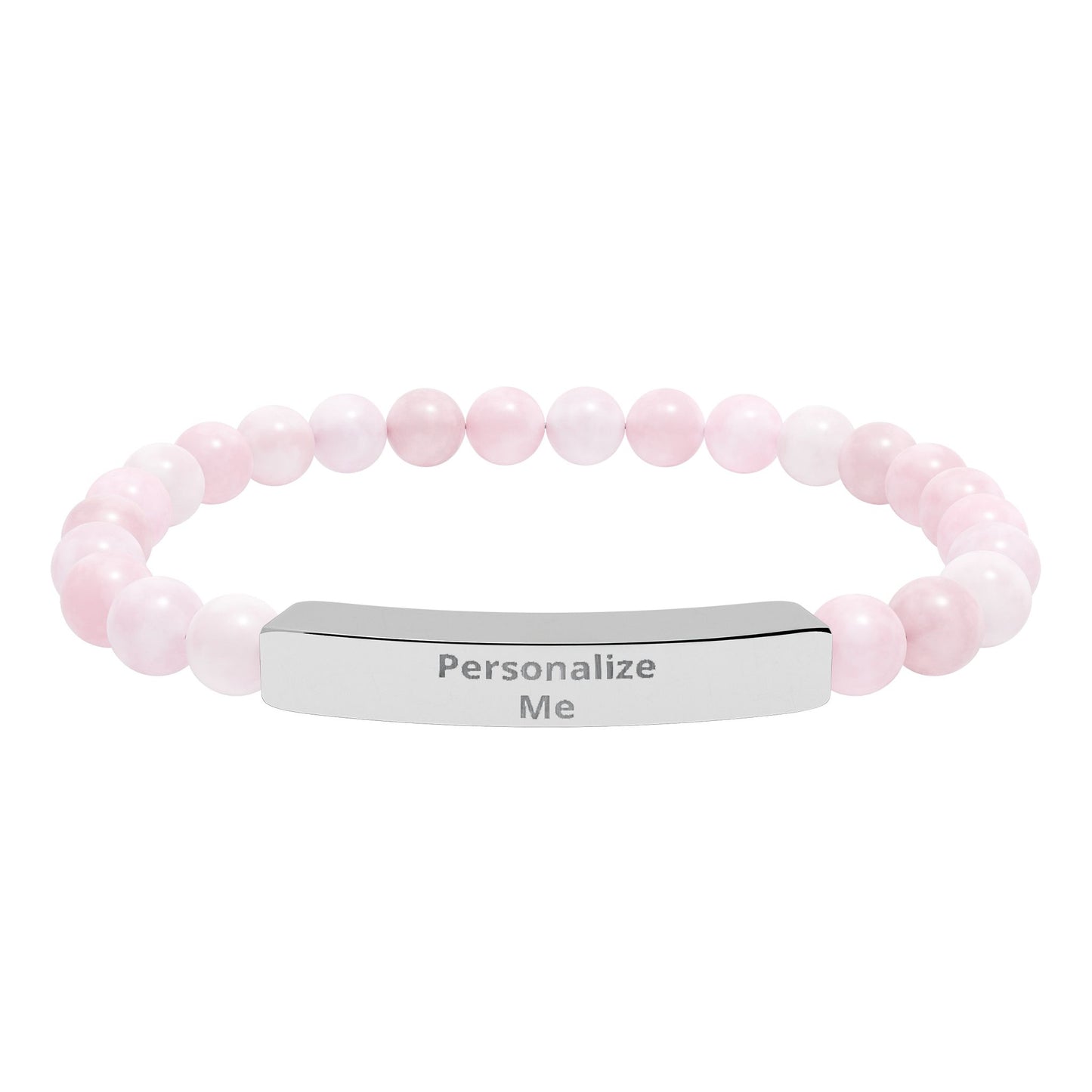 Engravable Natural Stone Bead Stretch Bracelet | Personalized Bar Bracelet