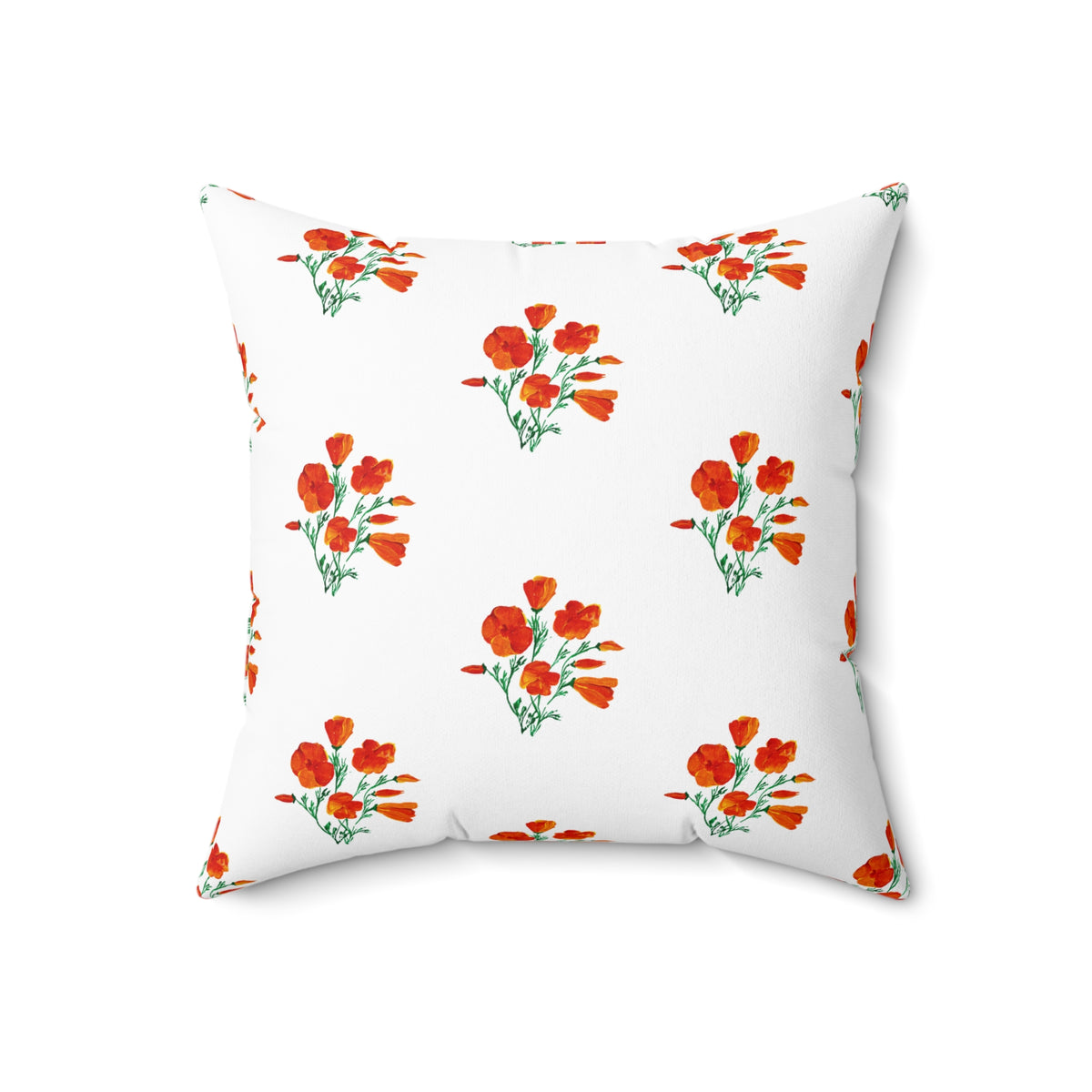 Elegant painted California Poppies, Floral Decor Pillow, Vintage Flower Cushion, Botanical Accent Pillow, Spring Decor, Flower Lover Gift