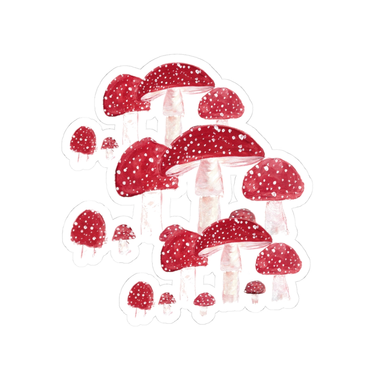 Red Toadstool Mushroom Sticker — Watercolor Fungi Kiss-Cut Decal
