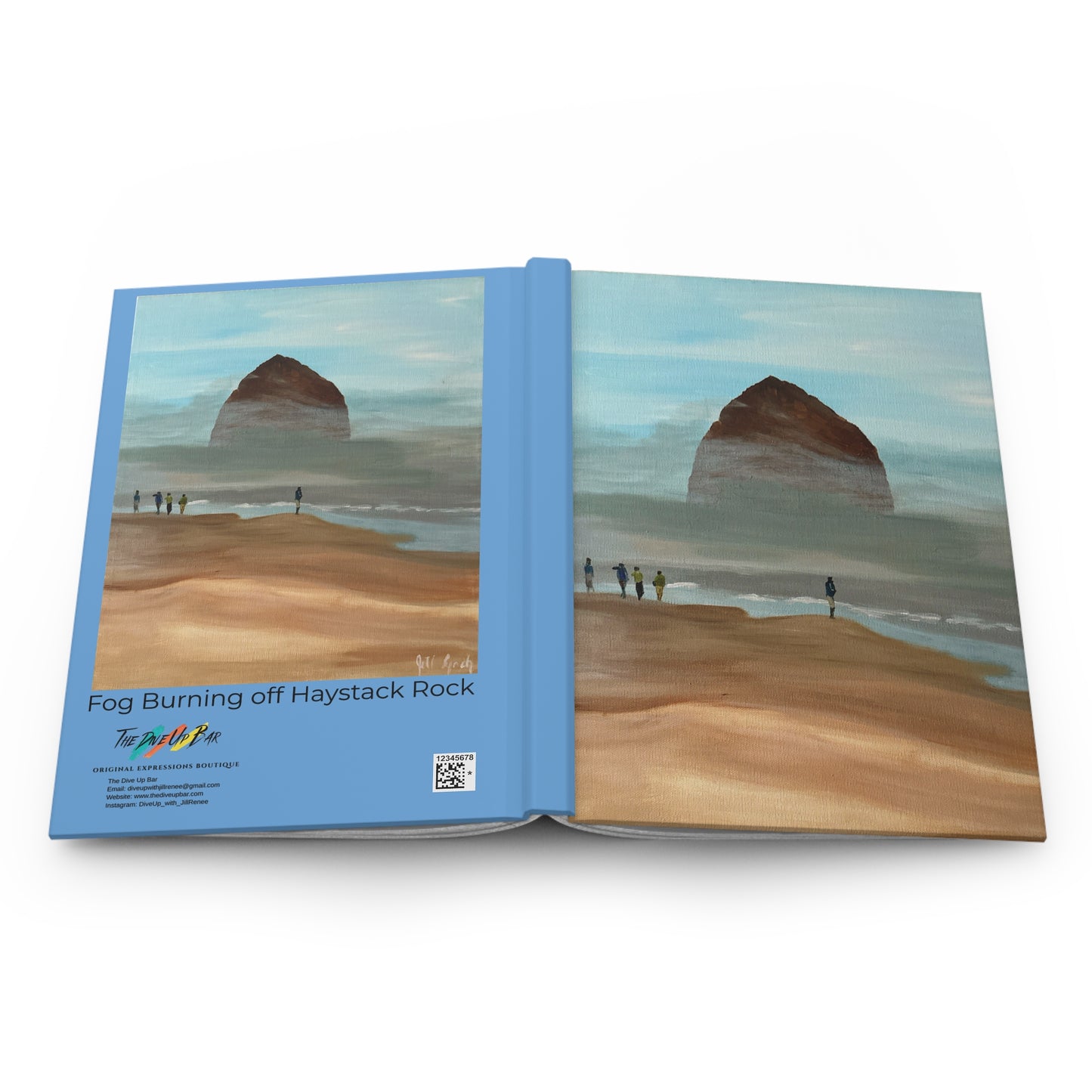 Matte Hardcover Journal, foggy Haystack Rock notebook, nature lover gift, writer's diary, travel planner, stationary essential, personal