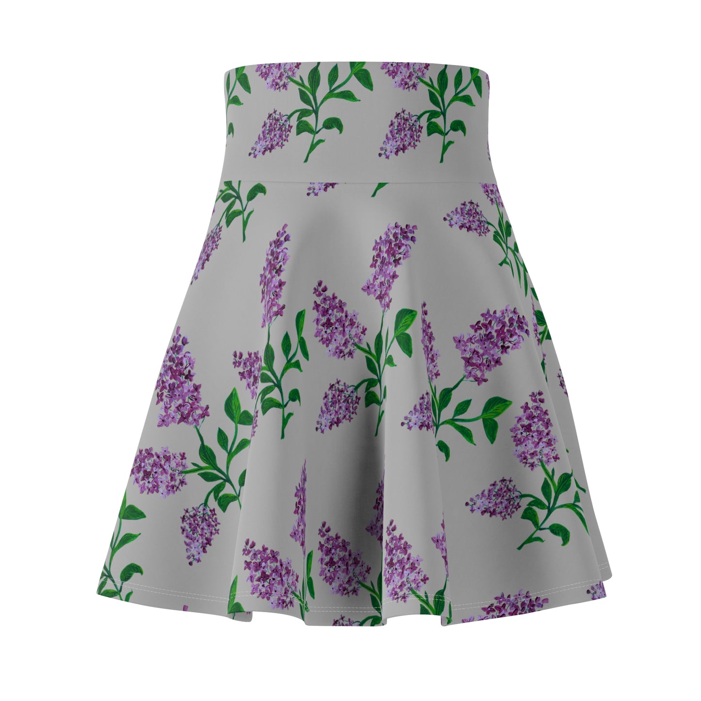 Lavender Botanical Print Skater Skirt | Purple Floral Spring Pattern