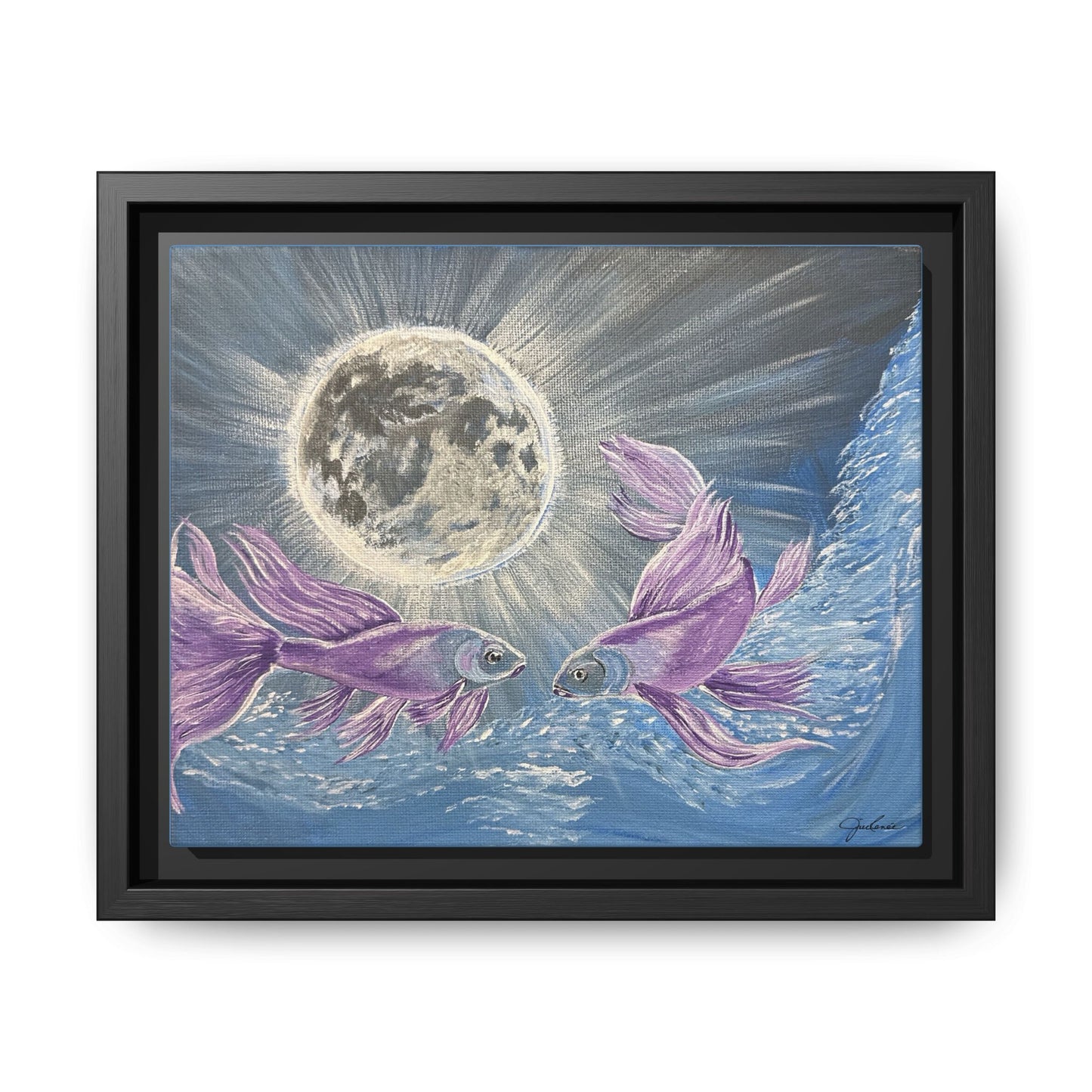 'Moonlit Pisces' Framed Canvas Print