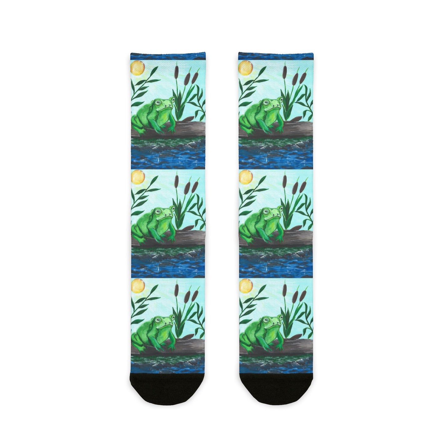 Frog Crew Socks, Fun Sublimation Footwear, Colorful Gift for Frog Lovers, Nature Inspired Apparel, Unique Animal Print Accessories