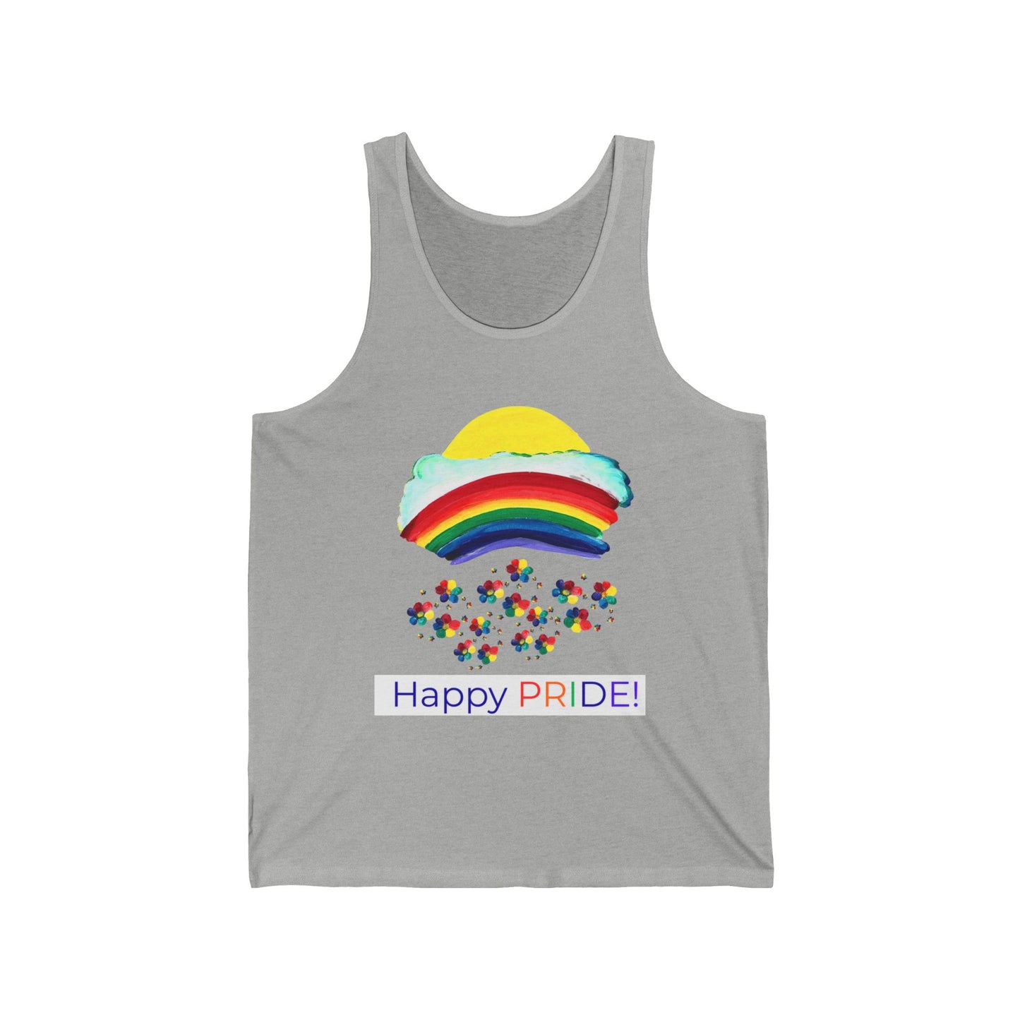Rainbow Sun with Confetti Happy PRIDE! Tank Top | LGBTQ+ Pride Apparel