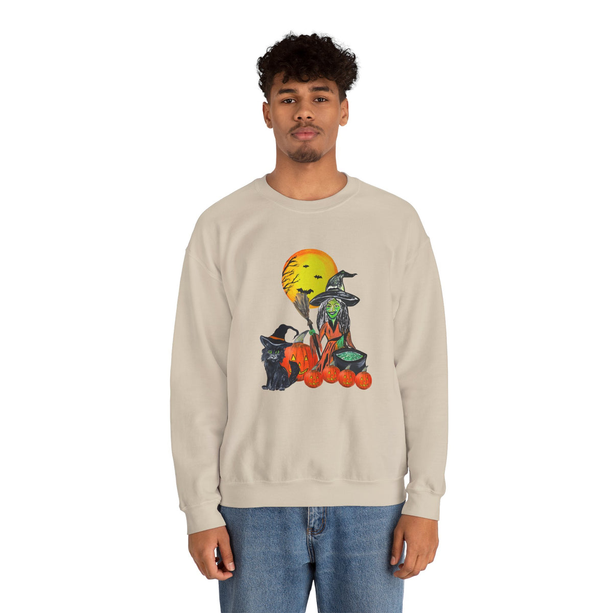 Halloween Witch Brew & Spooky Kitten Crewneck Sweatshirt