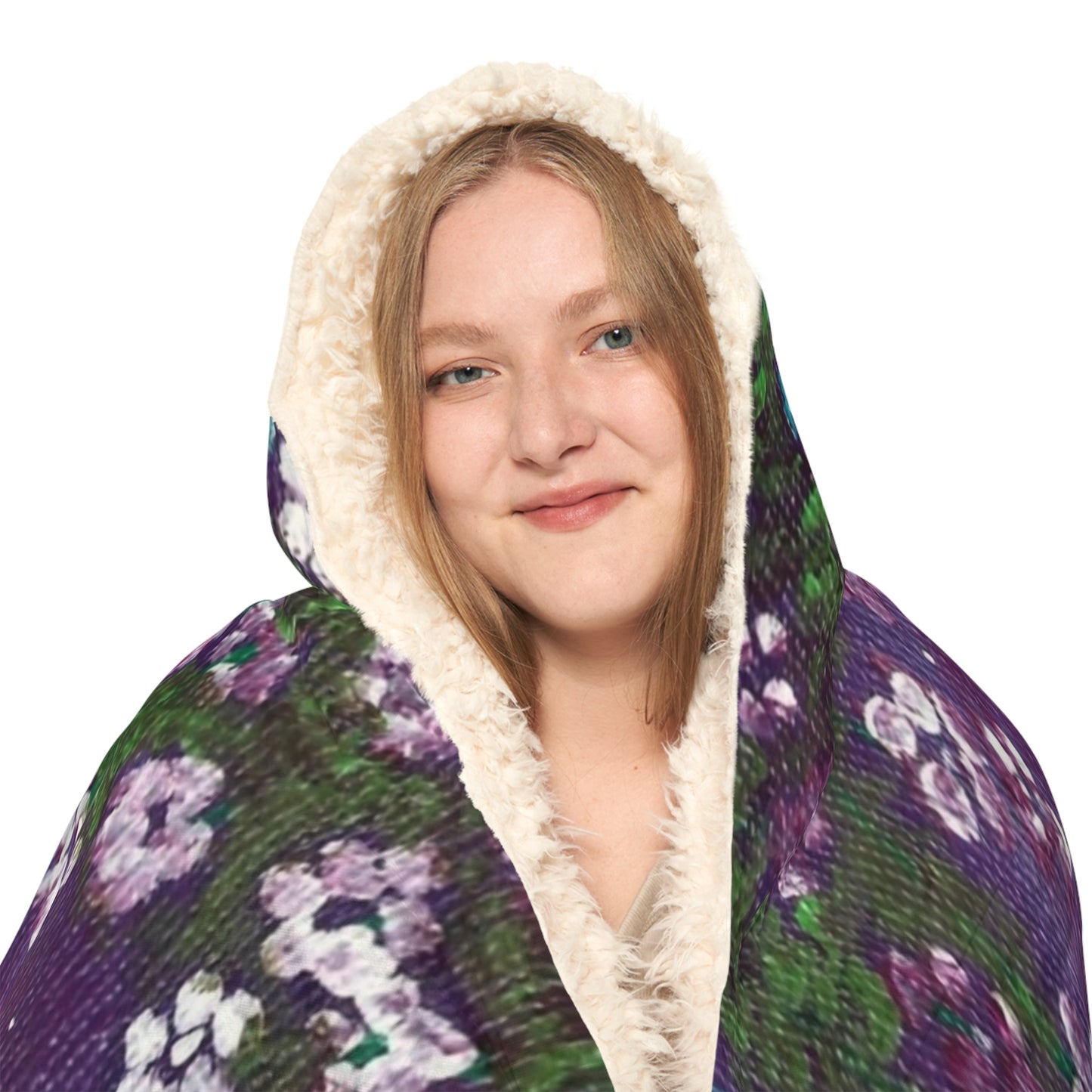 One World floral garden Earth Snuggle Blanket | Hooded throw, cozy planet print