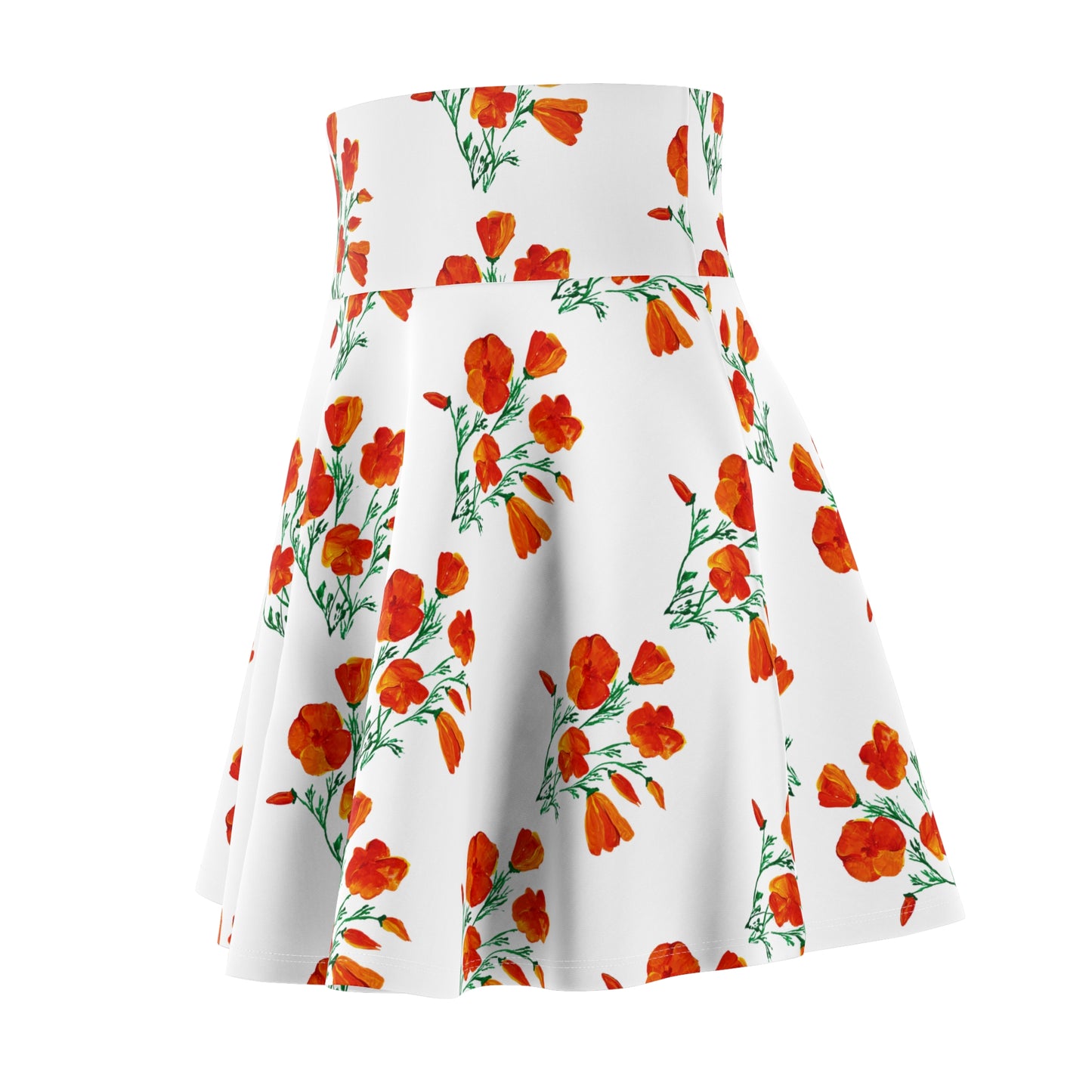 Orange California Poppy Floral Skater Skirt