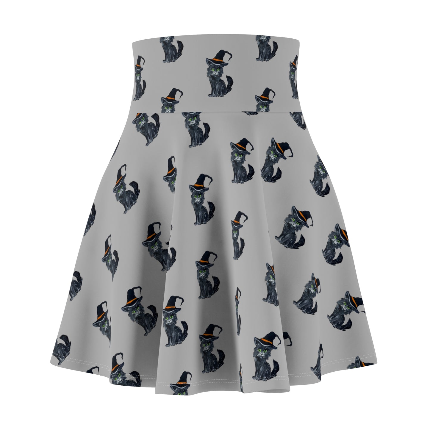 Chic Halloween Cat Design Skater Skirt, Cute Skirt, Cat Lover Gift, AOP Fashion Skirt, Festival Outfit, Vintage Cat Apparel