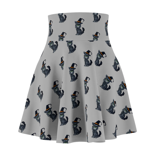 Chic Halloween Cat Design Skater Skirt, Cute Skirt, Cat Lover Gift, AOP Fashion Skirt, Festival Outfit, Vintage Cat Apparel
