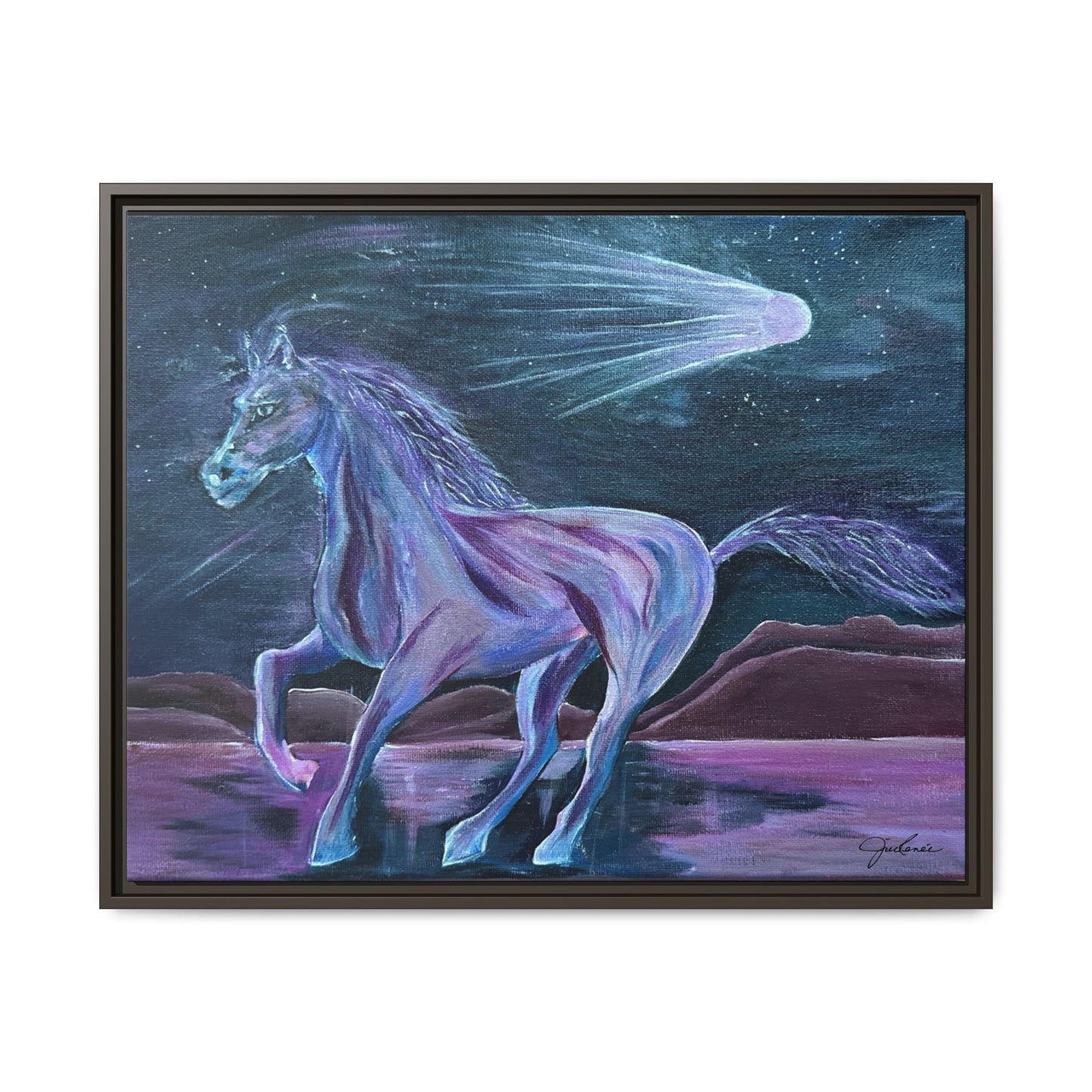 Canvas Print, Purple Horse and Comet, I Want To See You Glow, Framed Wall Art, Ethereal Art, Acrylic Art, Matte Canvas Print, Multi-color,