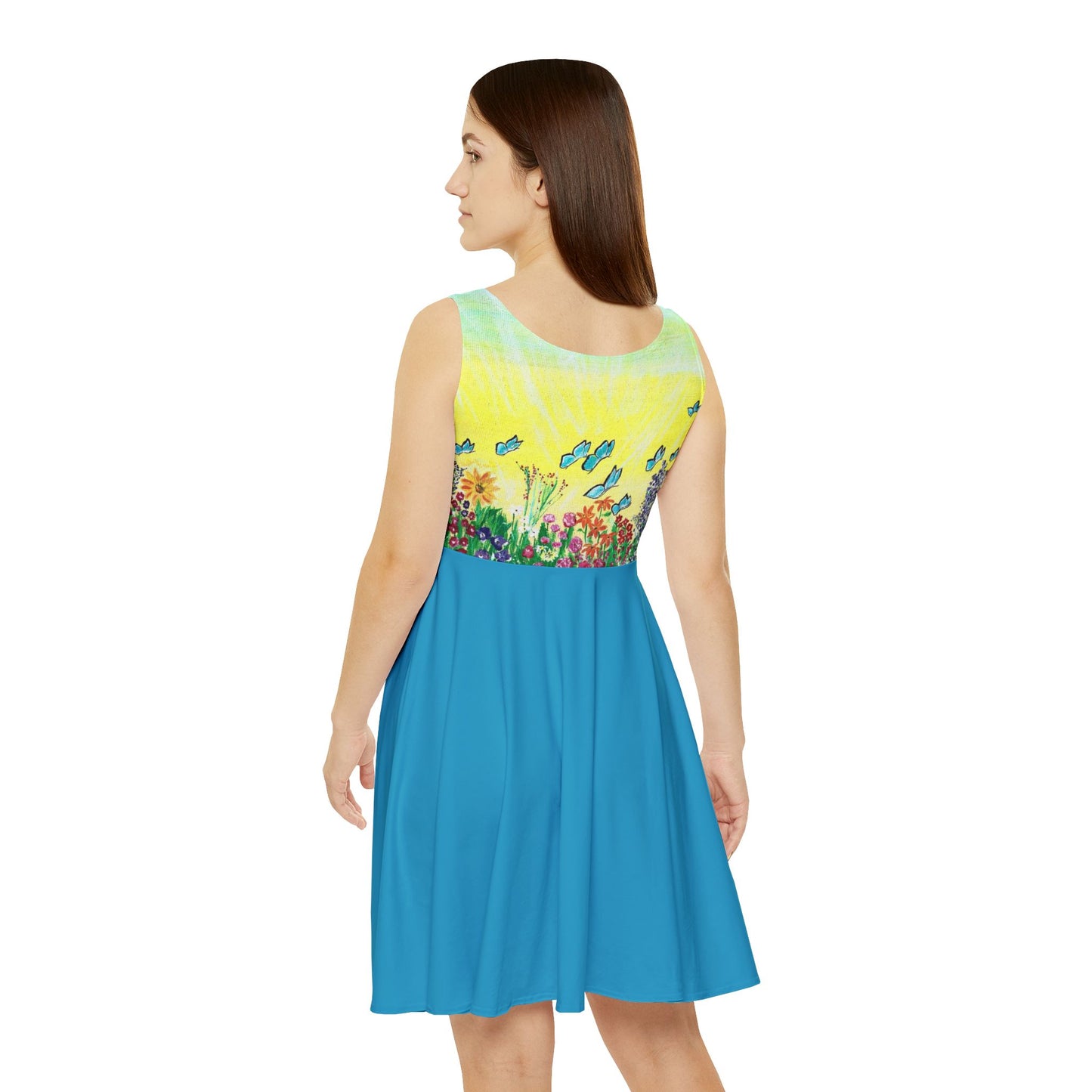 Sunny Day Wildflower Meadow Skater Dress | Floral Butterfly Print