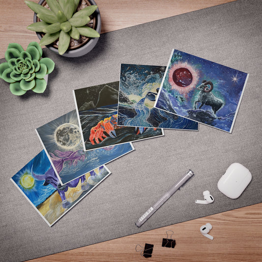 Zodiac Greeting Cards Set - 5-Pack Artisan Cards for All Occasions