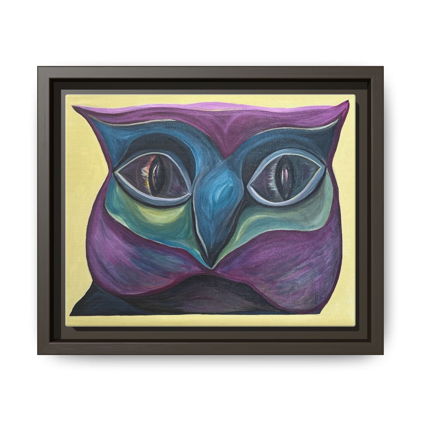 Abstract Colorful Owl Painting Matte Canvas, Framed | Modern Wall Art