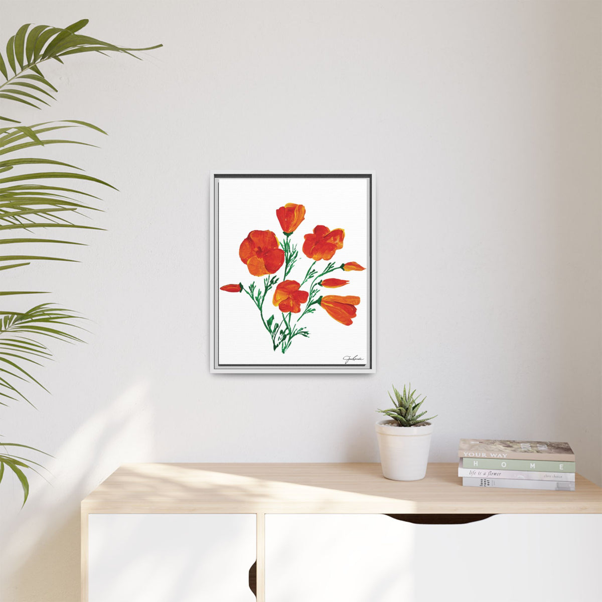 Framed Canvas Print, California Poppies - Print Wall Art - Home Decor, Matte Canvas, Multi-color Floral Artwork, Botanical Picture Gift