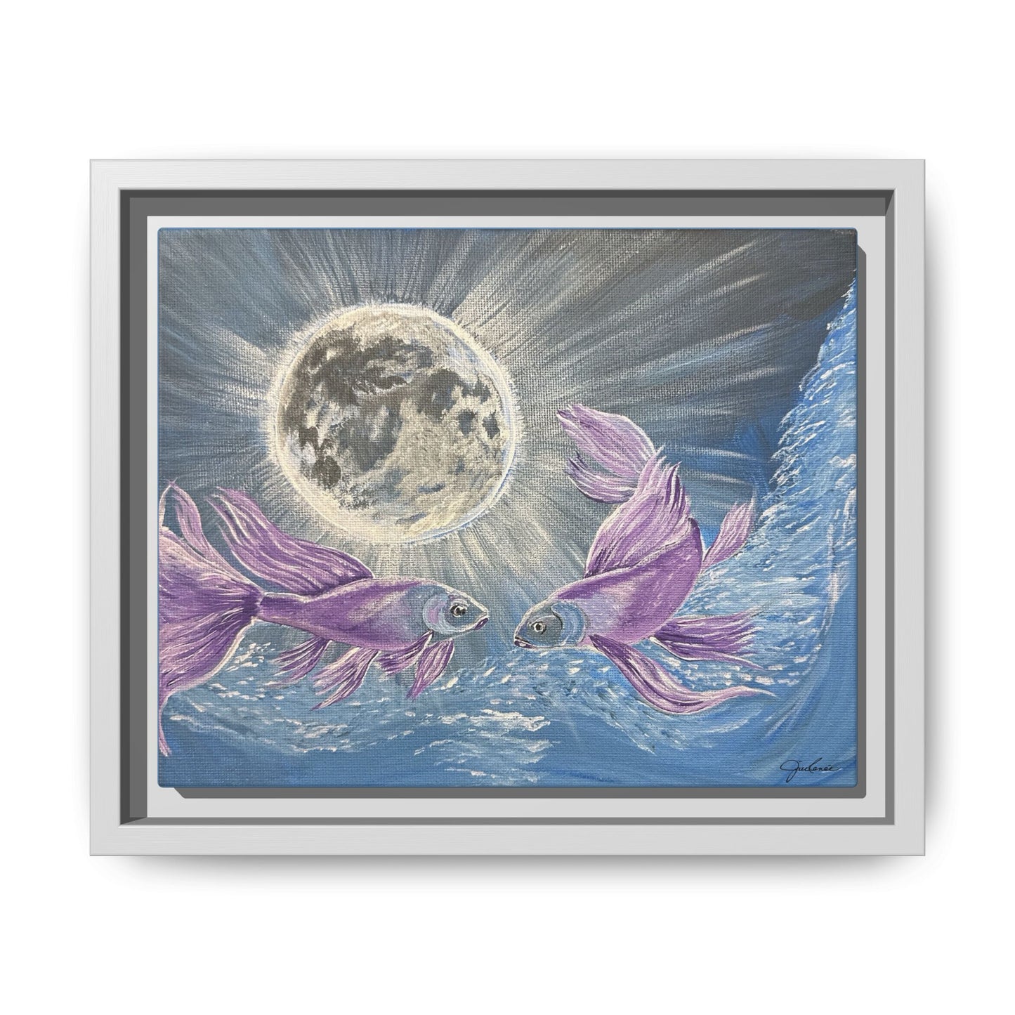 'Moonlit Pisces' Framed Canvas Print