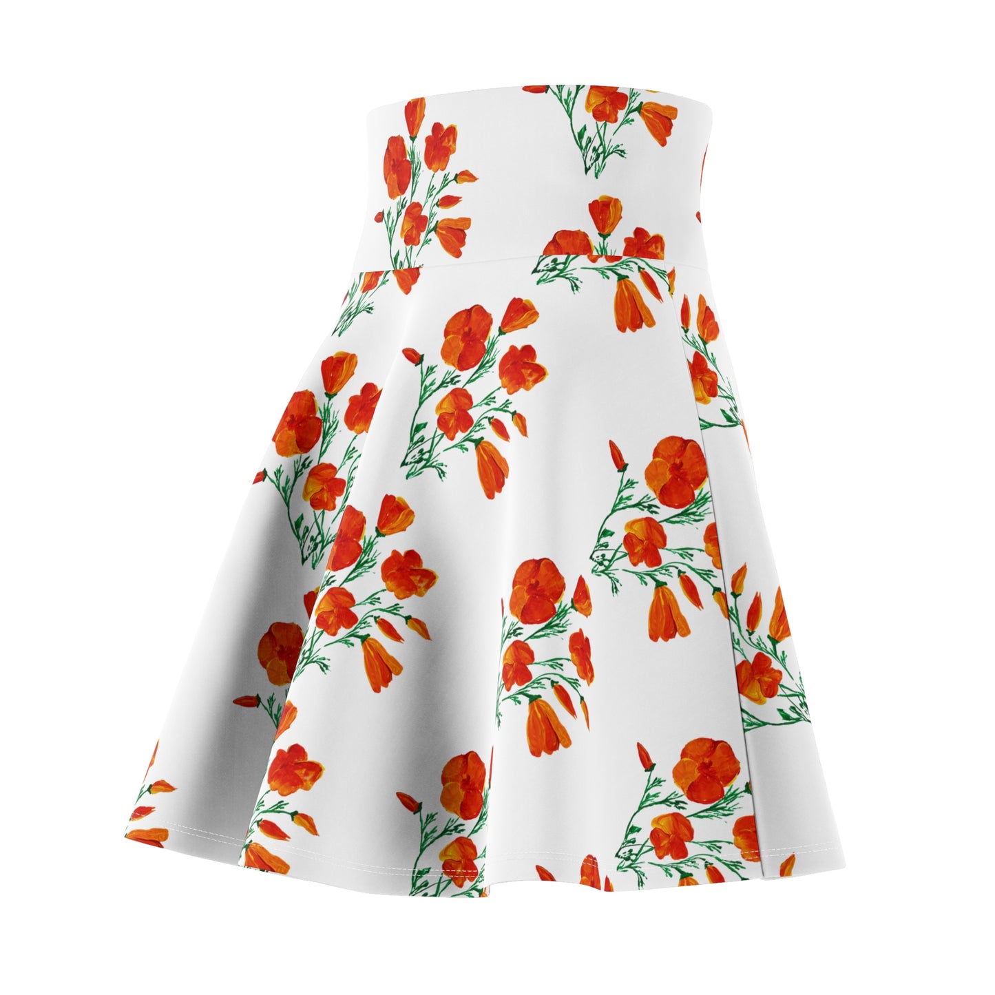 Orange California Poppy Floral Skater Skirt