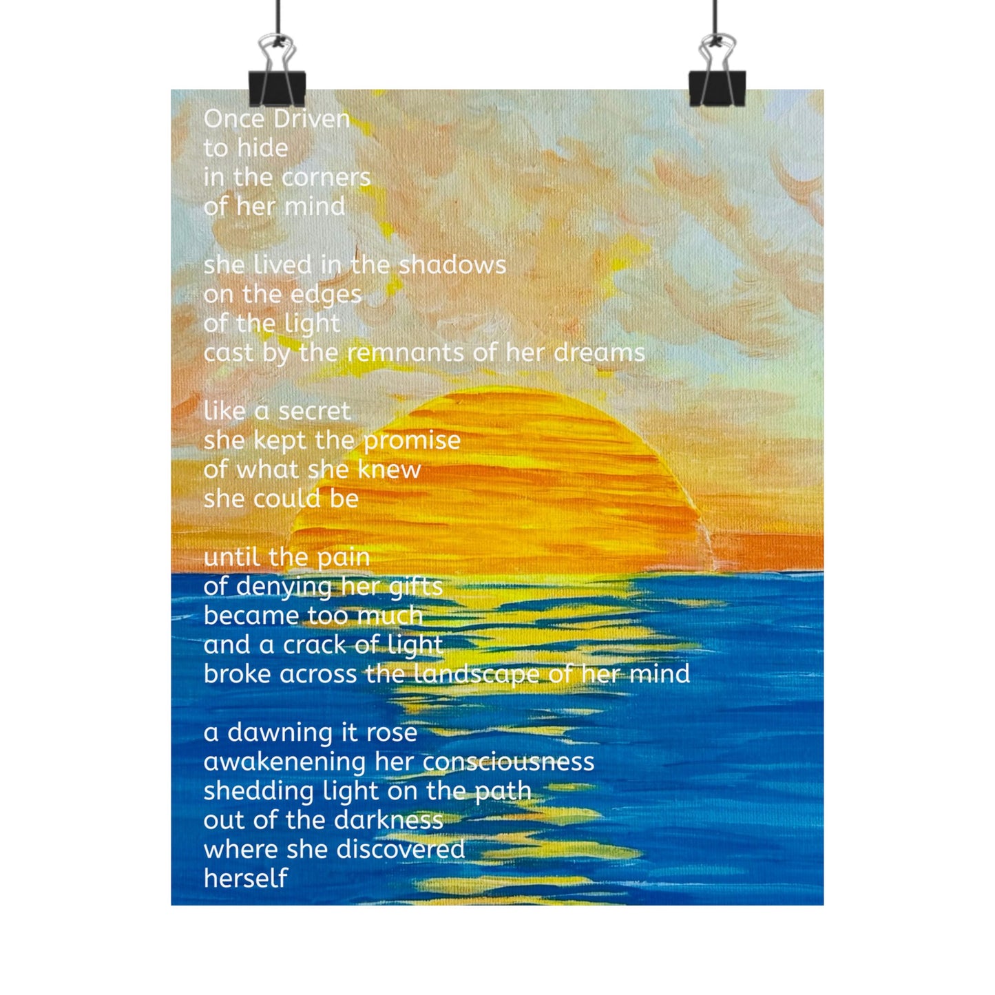 Inspirational Discover Herself Poster - Matte Inspirational Poster - 3 sizes Original Art and Poetry