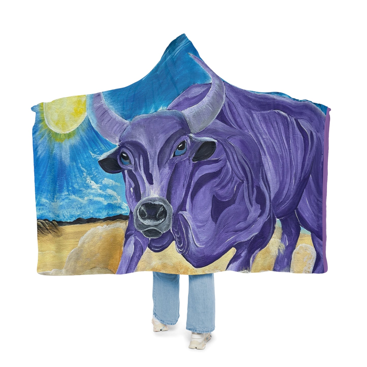 Purple Taurus Bull Pattern Snuggle Blanket | Hooded Throw