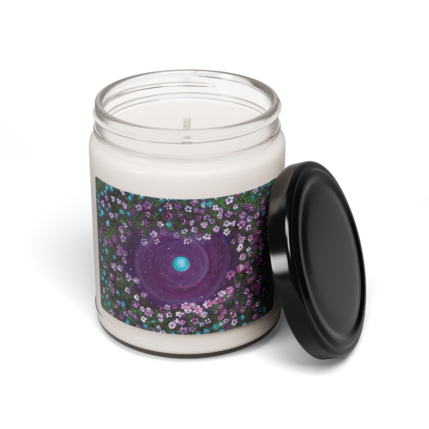 One World framed by garden Soy Candle 9oz | Jill Renee artwork