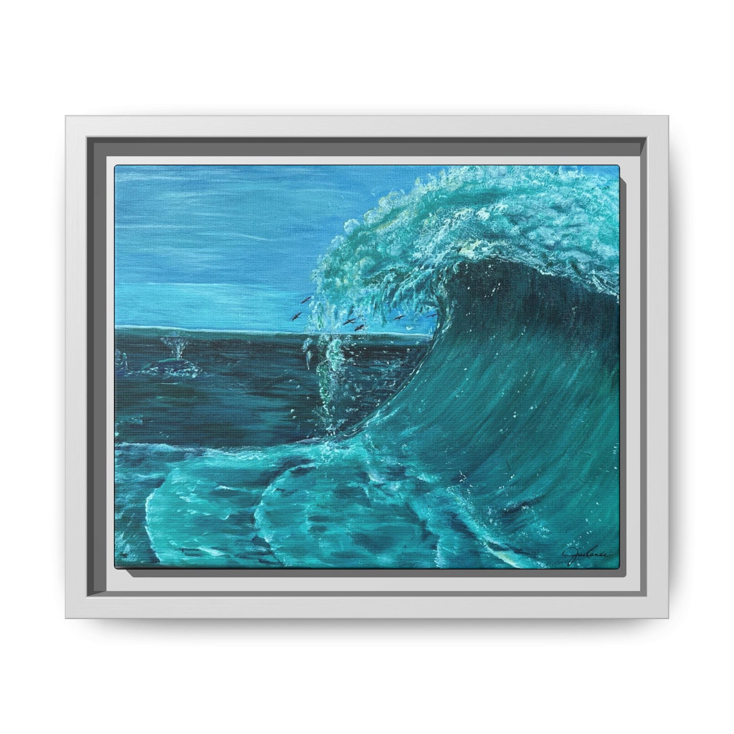 Colorful Wave at Sea Framed Canvas Print | Matte Canvas Artwork