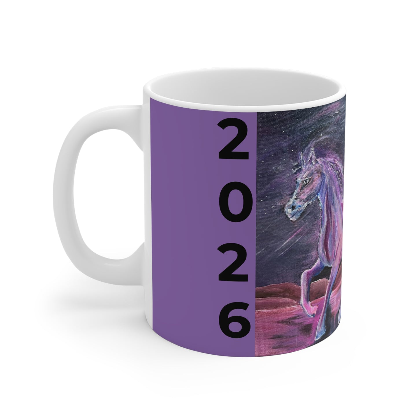 2026 Year of the Fire Horse Mug | Cosmic Colorful Horse Artwork 11oz