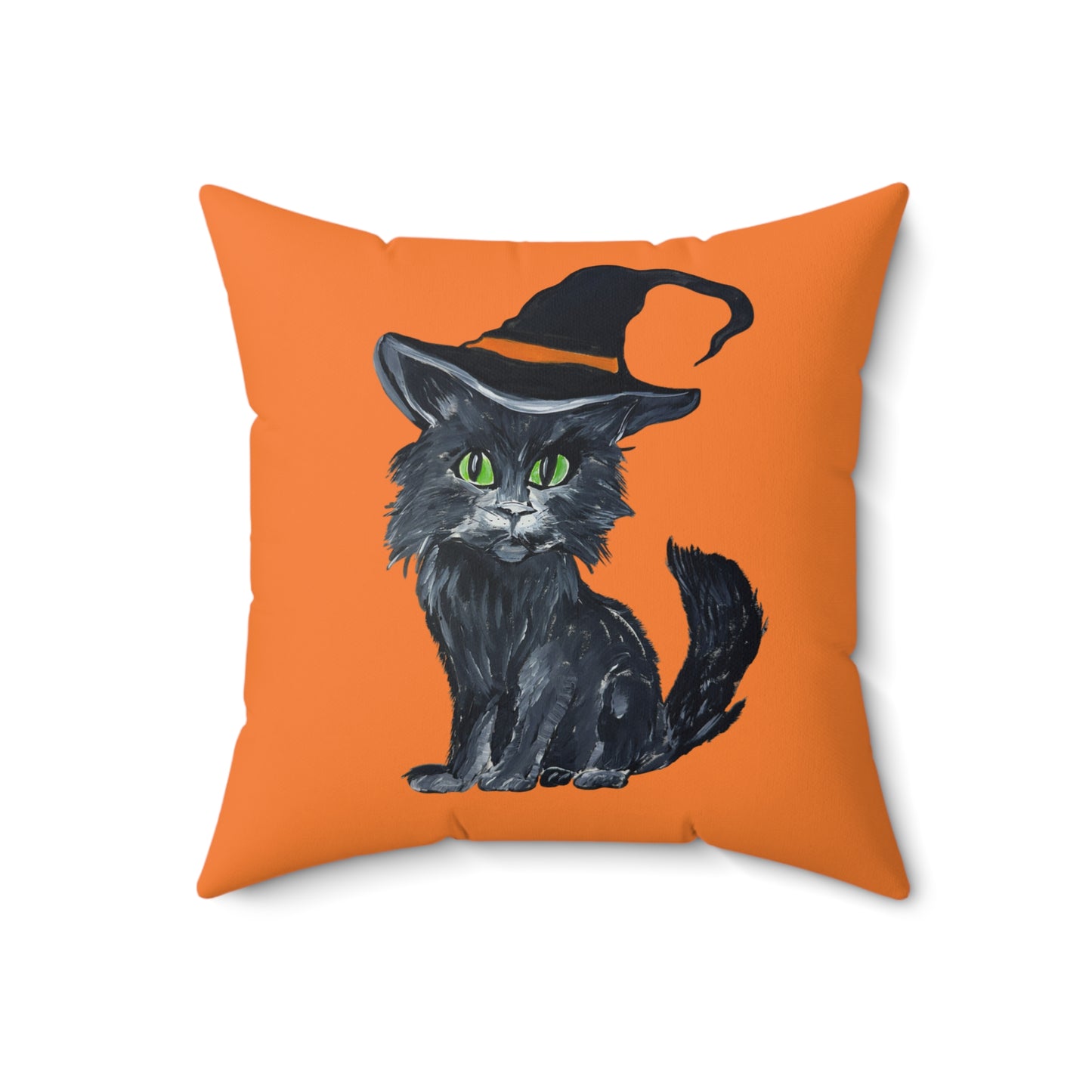 Square Pillow - Witchy Halloween Kitten Pillow