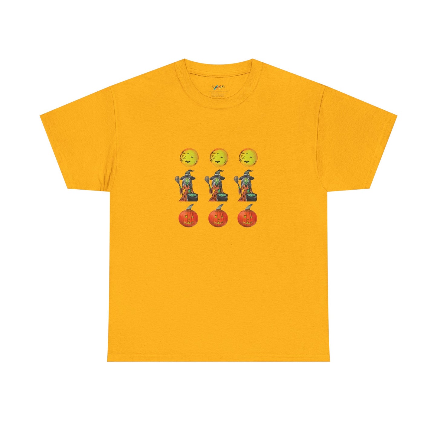 Halloween Tee - Moons, witches, and jacko'lanterns - Unisex Heavy Cotton